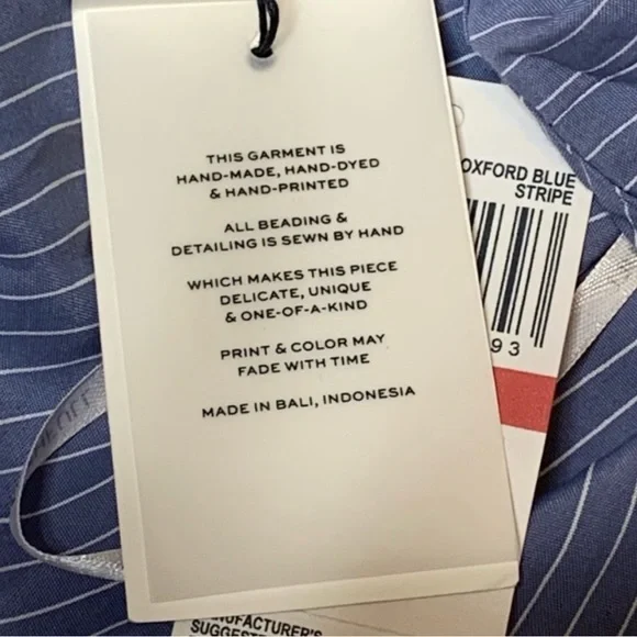 Faithfull the Brand Kara Oxford Blue Stripe Wrap Mini Dress 2 Nautical - Picture 10 of 11